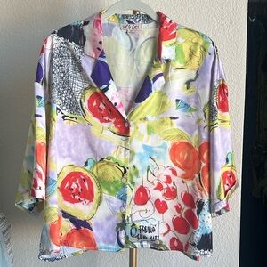 VRG GRL | Oversized Satin Short Sleeve Button Down Too